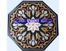 Black marble inlay table top imarti workmanship BIOC-2301