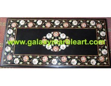 Black Coffee table top with Taj Mahal inlay work 36*23" BIRE-7