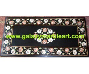 Black Coffee table top with Taj Mahal inlay work 36*23" BIRE-7