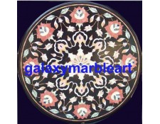 black marble , Rose flower,Imarti work inlay table top 36" BIRO-36171