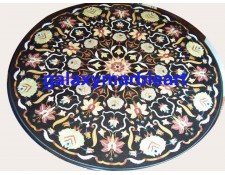 Black dining  table top with traditional Agra Design 48" BIRO-48192