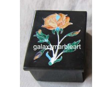 black marble Taj Mahal  inlay work  box-RE1