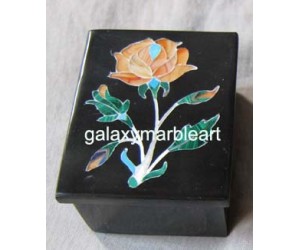 black marble Taj Mahal  inlay work  box-RE1