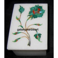 Marble box decorated with simple rose flower design box-RE2310