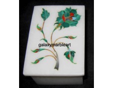 Marble box decorated with simple rose flower design box-RE2310