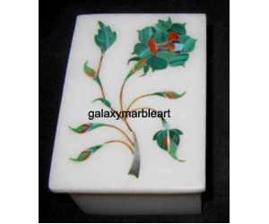 Marble box decorated with simple rose flower design box-RE2310