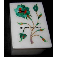 Marble box decorated with simple rose flower design box-RE2311