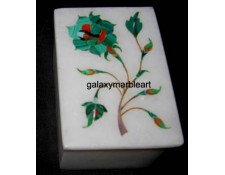 Marble box decorated with simple rose flower design box-RE2311