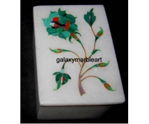 Marble box decorated with simple rose flower design box-RE2311