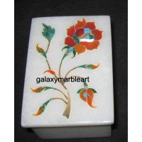 Marble box decorated with simple rose flower design box-RE2312