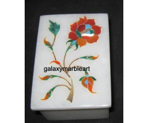 Marble box decorated with simple rose flower design box-RE2312