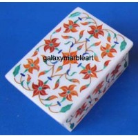 marble inlay work  box with intricate design  of semi-precious stones box-RE23120