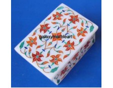 marble inlay work  box with intricate design  of semi-precious stones box-RE23120