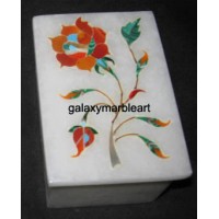  marble inlay box with simple workmanship and rose flower design box-RE2313