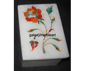  marble inlay box with simple workmanship and rose flower design box-RE2313