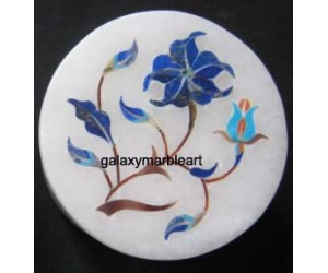 marble inlay floral design lapislazuli stone box-RO220