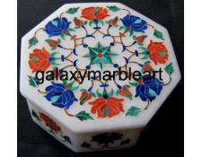 rose flowers coral stones inlay box-OC3541