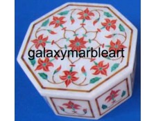 coral stones inlaid marble box-OC3113