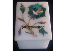 agra marble inlay handicraft ring box-RE22506