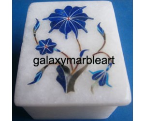 marble box with semi-precious stones inlay work box-RE22507
