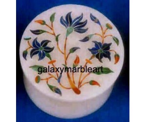 floral inlay lapislazuli stones marble box-RO25108