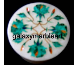 marble inlay rose flower with Malachite stone box-RO25110