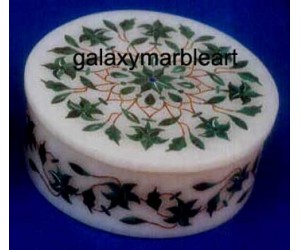 Pietra dura marble inlay box-RO454