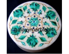 Marble inlay box with rose flowers in Malachite RO493