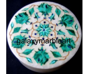 Marble inlay box with rose flowers in Malachite RO493