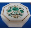 Decorative stone inlaid makrana marble box-OC605