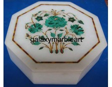 Decorative stone inlaid makrana marble box-OC605