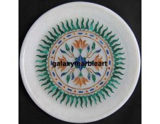 Wall decor marble inlay plate with sun flower pattern Pl-609