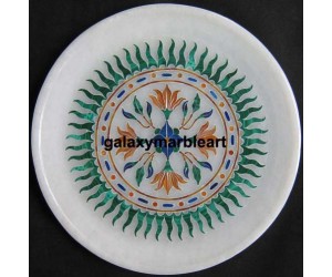 Wall decor marble inlay plate with sun flower pattern Pl-609