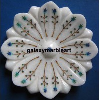 Marble inlay lotus  plate Pl-617