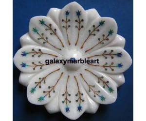 Marble inlay lotus  plate Pl-617