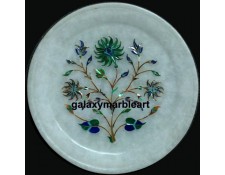 Floral design marble inlay plate with intricate work plate Pl-620