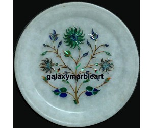 Floral design marble inlay plate with intricate work plate Pl-620