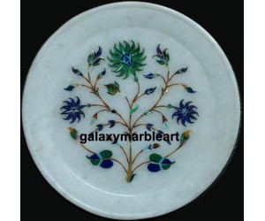 Intricate semi precious stones inlay workmanship plate Pl-622