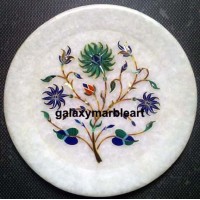 Intricate workmanship marble plate with floral design plate Pl-623