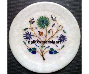 Intricate workmanship marble plate with floral design plate Pl-623