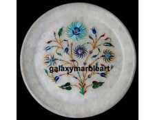 Stones inlay work marble plate wth intricate workmanship plate Pl-658
