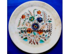 Marble inlay art floral design plate Pl-804