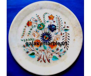 Marble inlay art floral design plate Pl-804