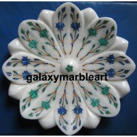 Marble inlay work lotus shaped plate for putting flower petals plate Pl-810