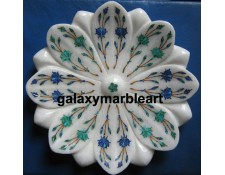 Marble inlay work lotus shaped plate for putting flower petals plate Pl-810