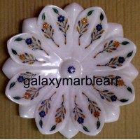 A lotus flower shape marble inlay work plate Pl-812