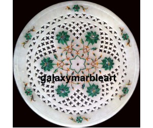 Filgree work marble plate inlaid with Malachite  Pl-817