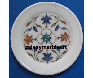 Marble inlay geometrical design plate  Pl-508