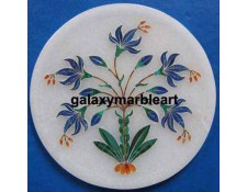 Floral design lapislazuli stones inlay work marble plate Pl-512