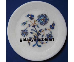 unique intricate workmanship stones inlaid marble  plate Pl-525